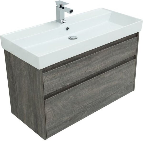 Тумба с раковиной Aquanet Nova Lite 100 дуб рошелье (2 ящика)