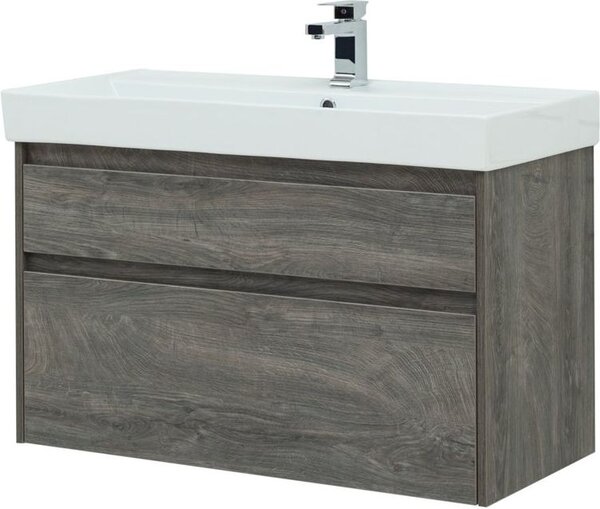 Тумба с раковиной Aquanet Nova Lite 100 дуб рошелье (2 ящика)