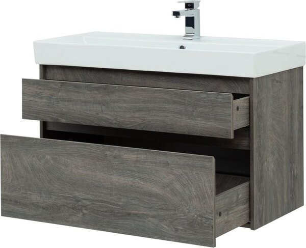 Тумба с раковиной Aquanet Nova Lite 100 дуб рошелье (2 ящика)