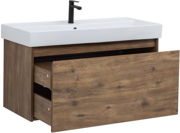 Тумба с раковиной Aquanet Nova Lite 100 дуб рустикальный (1 ящик)