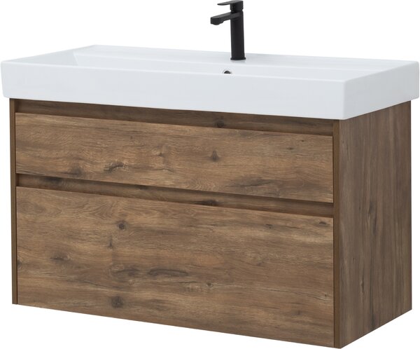 Тумба с раковиной Aquanet Nova Lite 100 дуб рустикальный (2 ящика)
