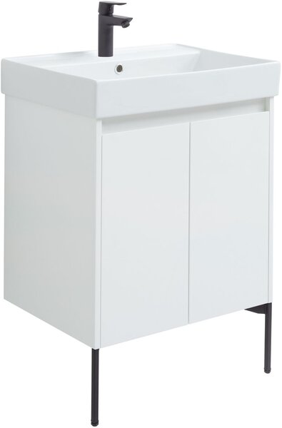 Тумба с раковиной Aquanet Nova Lite 60 белый глянец (2 дверцы)