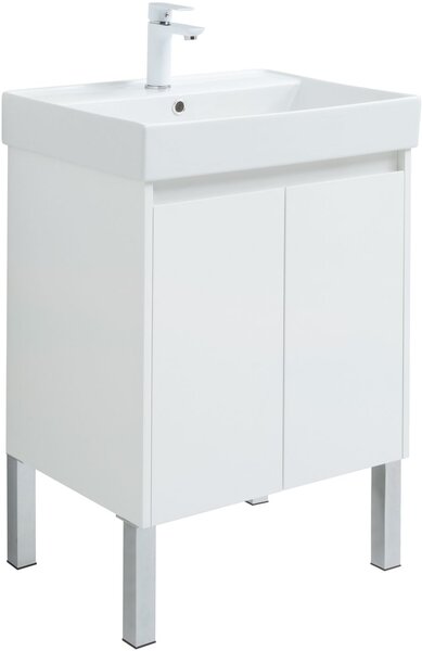 Тумба с раковиной Aquanet Nova Lite 60 белый глянец (2 дверцы)
