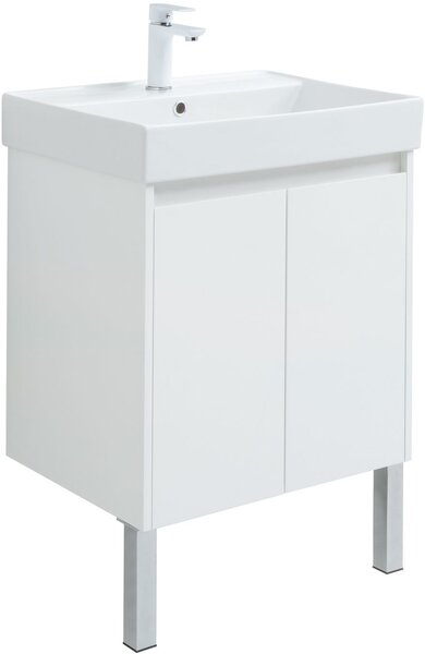 Тумба с раковиной Aquanet Nova Lite 60 белый глянец (2 дверцы)