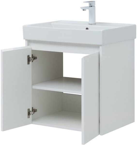 Тумба с раковиной Aquanet Nova Lite 60 белый глянец (2 дверцы)