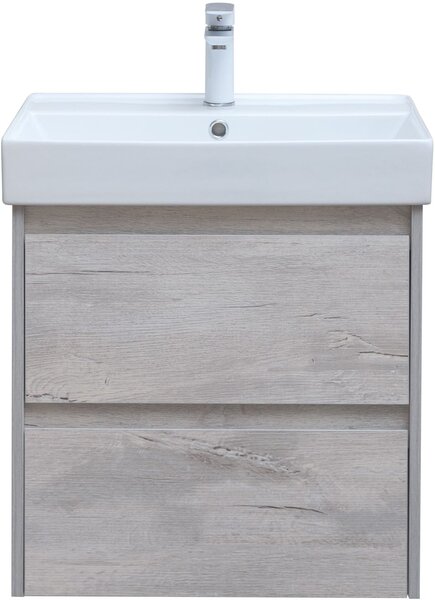 Тумба с раковиной Aquanet Nova Lite 60 дуб белый (2 ящика)