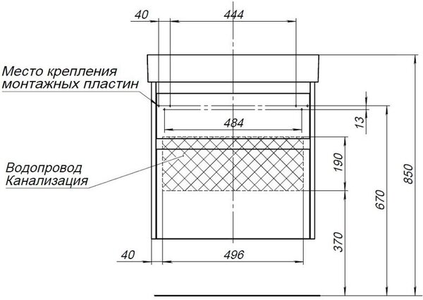 Тумба с раковиной Aquanet Nova Lite 60 дуб рустикальный (2 ящика)