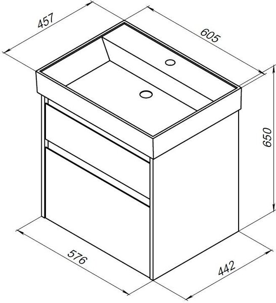 Тумба с раковиной Aquanet Nova Lite 60 дуб рустикальный (2 ящика)