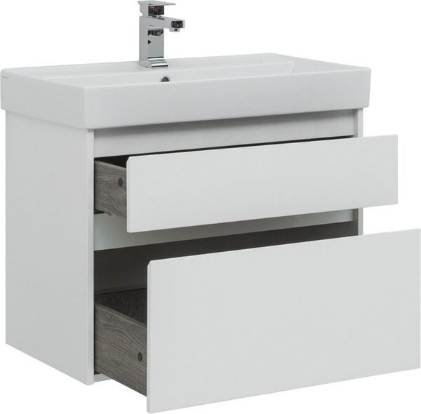 Тумба с раковиной Aquanet Nova Lite 75 белый (2 ящика)
