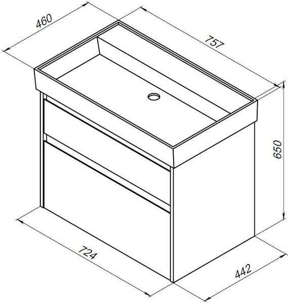 Тумба с раковиной Aquanet Nova Lite 75 белый (2 ящика)