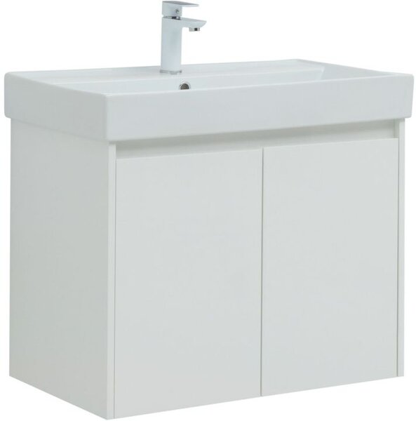 Тумба с раковиной Aquanet Nova Lite 75 белый глянец (2 дверцы)