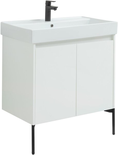 Тумба с раковиной Aquanet Nova Lite 75 белый глянец (2 дверцы)