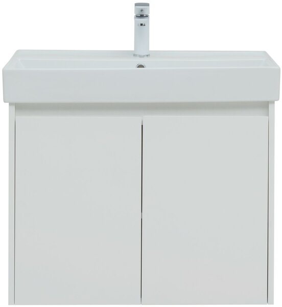 Тумба с раковиной Aquanet Nova Lite 75 белый глянец (2 дверцы)