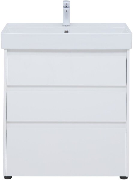 Тумба с раковиной Aquanet Nova Lite 75 белый глянец (3 ящика)