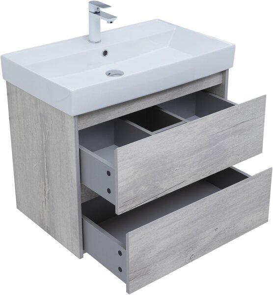 Тумба с раковиной Aquanet Nova Lite 75 дуб белый (2 ящика)