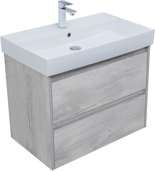 Тумба с раковиной Aquanet Nova Lite 75 дуб белый (2 ящика)