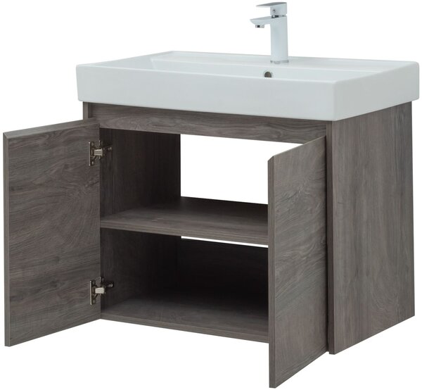 Тумба с раковиной Aquanet Nova Lite 75 дуб рошелье (2 дверцы)