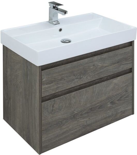 Тумба с раковиной Aquanet Nova Lite 75 дуб рошелье (2 ящика)