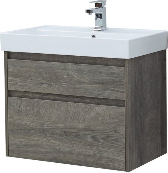 Тумба с раковиной Aquanet Nova Lite 75 дуб рошелье (2 ящика)