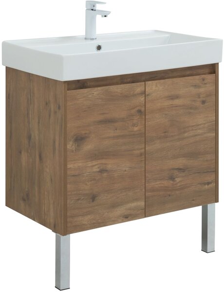 Тумба с раковиной Aquanet Nova Lite 75 дуб рустикальный (2 дверцы)