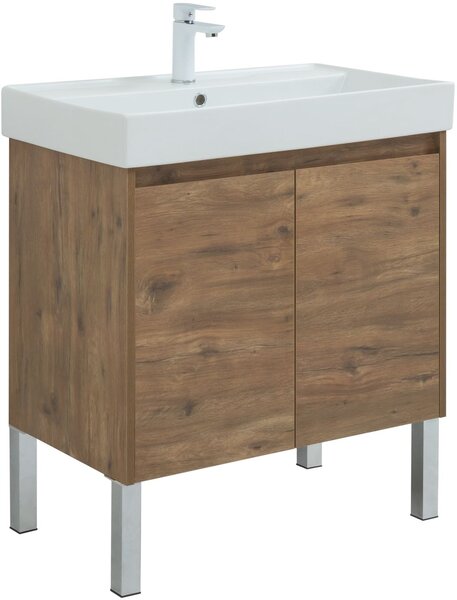 Тумба с раковиной Aquanet Nova Lite 75 дуб рустикальный (2 дверцы)