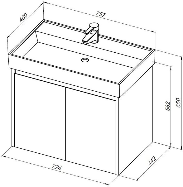 Тумба с раковиной Aquanet Nova Lite 75 дуб рустикальный (2 дверцы)