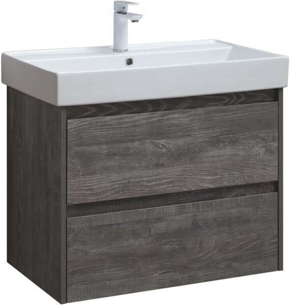 Тумба с раковиной Aquanet Nova Lite 75 дуб серый (2 ящика)