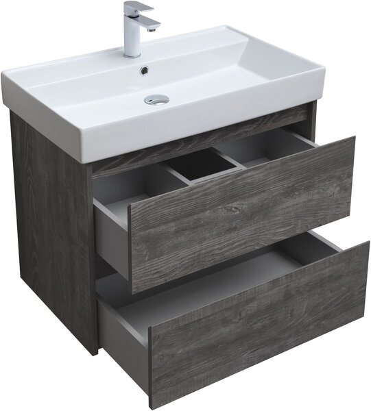 Тумба с раковиной Aquanet Nova Lite 75 дуб серый (2 ящика)