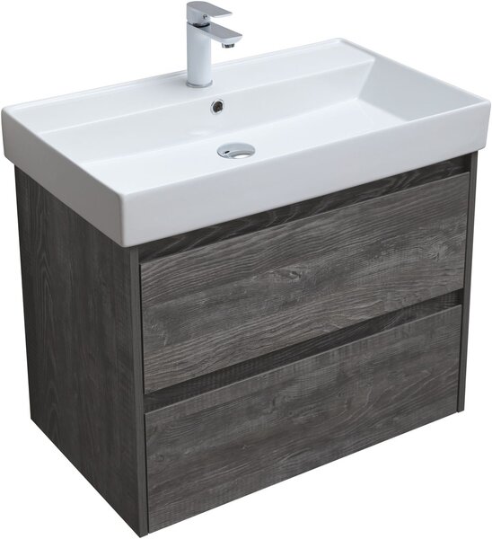 Тумба с раковиной Aquanet Nova Lite 75 дуб серый (2 ящика)