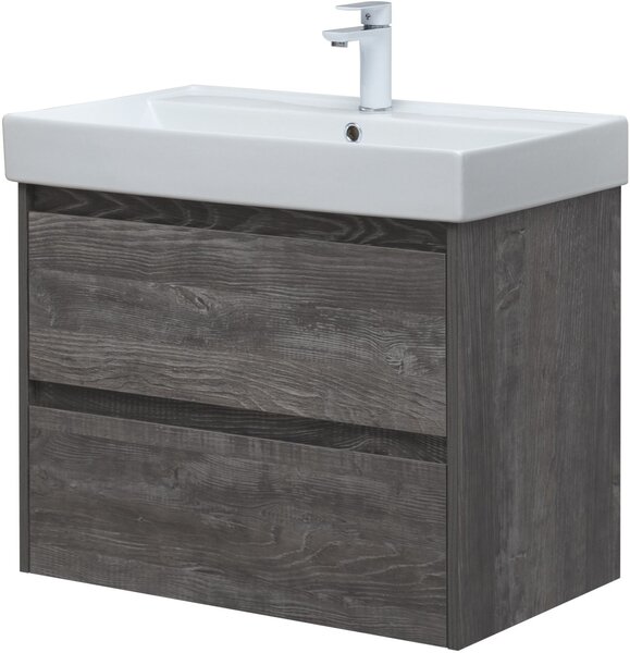 Тумба с раковиной Aquanet Nova Lite 75 дуб серый (2 ящика)