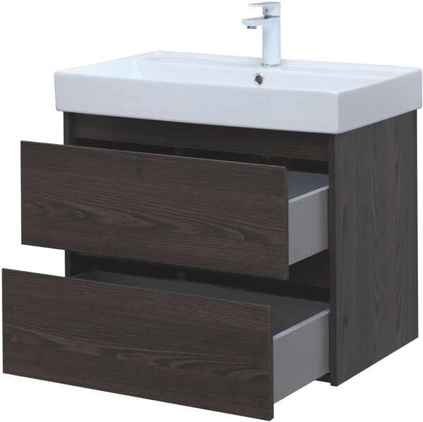 Тумба с раковиной Aquanet Nova Lite 75 дуб черный (2 ящика)