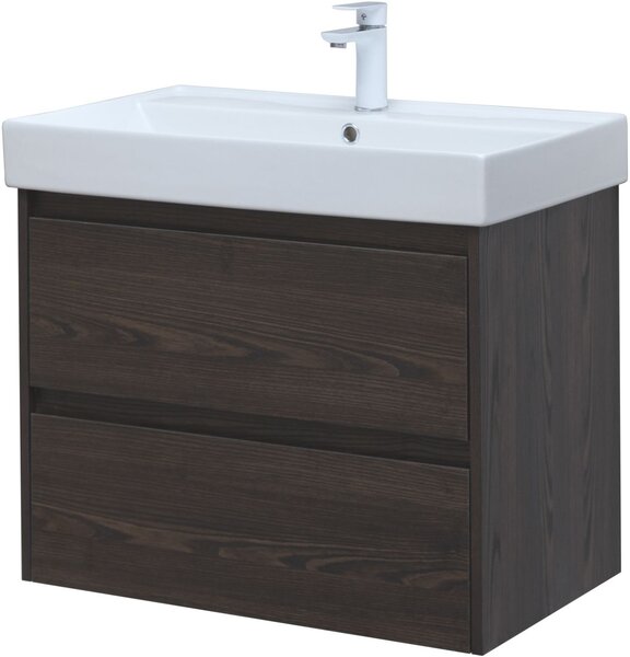 Тумба с раковиной Aquanet Nova Lite 75 дуб черный (2 ящика)