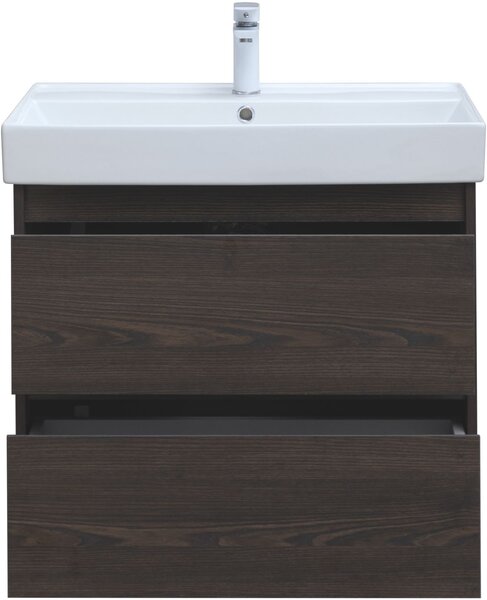 Тумба с раковиной Aquanet Nova Lite 75 дуб черный (2 ящика)