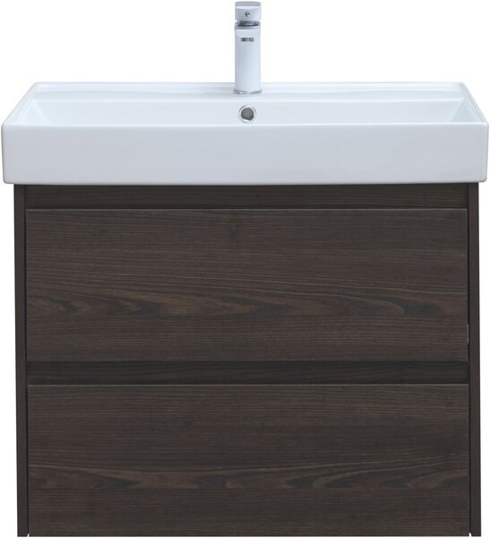 Тумба с раковиной Aquanet Nova Lite 75 дуб черный (2 ящика)