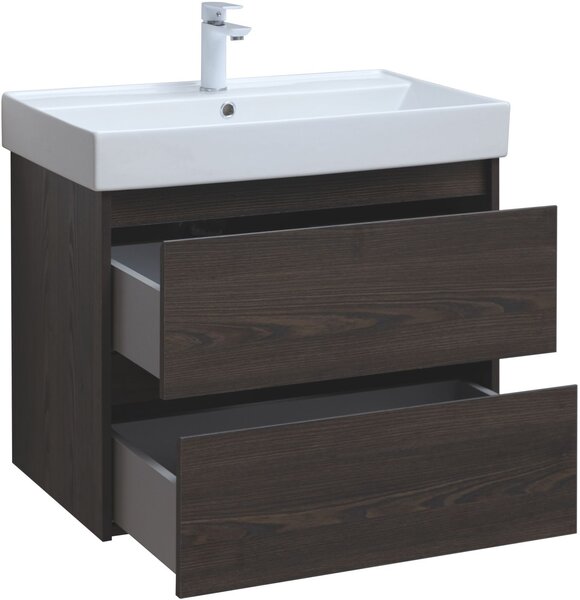 Тумба с раковиной Aquanet Nova Lite 75 дуб черный (2 ящика)