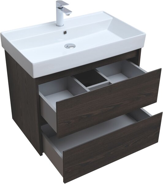 Тумба с раковиной Aquanet Nova Lite 75 дуб черный (2 ящика)
