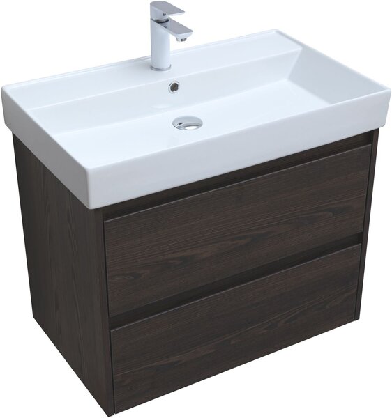 Тумба с раковиной Aquanet Nova Lite 75 дуб черный (2 ящика)