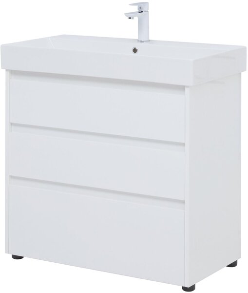 Тумба с раковиной Aquanet Nova Lite 85 белый глянец (3 ящика)
