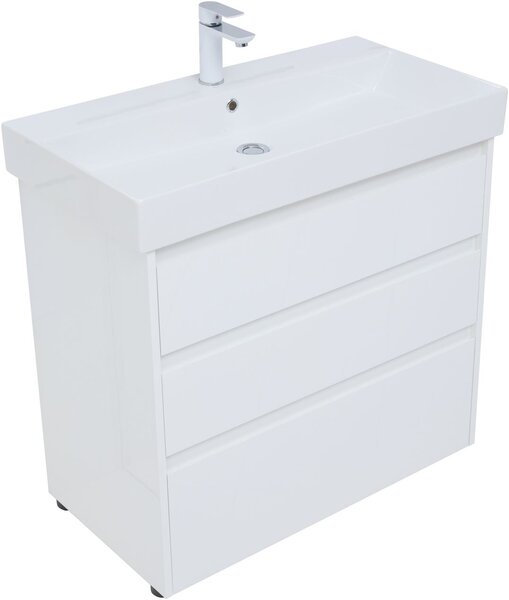 Тумба с раковиной Aquanet Nova Lite 85 белый глянец (3 ящика)