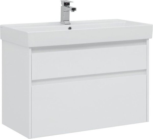 Тумба с раковиной Aquanet Nova Lite 90 белый (2 ящика)
