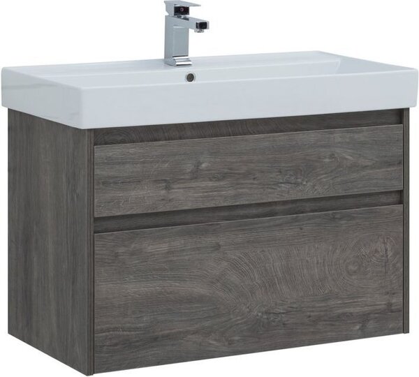 Тумба с раковиной Aquanet Nova Lite 90 дуб рошелье (2 ящика)
