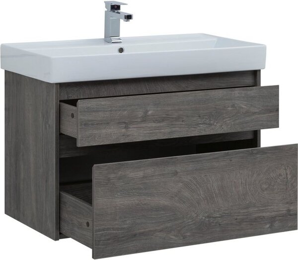 Тумба с раковиной Aquanet Nova Lite 90 дуб рошелье (2 ящика)