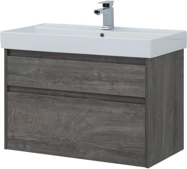 Тумба с раковиной Aquanet Nova Lite 90 дуб рошелье (2 ящика)