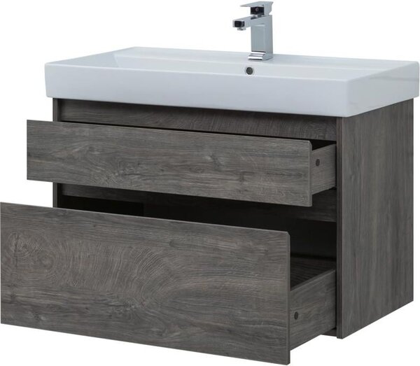 Тумба с раковиной Aquanet Nova Lite 90 дуб рошелье (2 ящика)