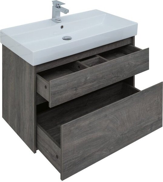 Тумба с раковиной Aquanet Nova Lite 90 дуб рошелье (2 ящика)