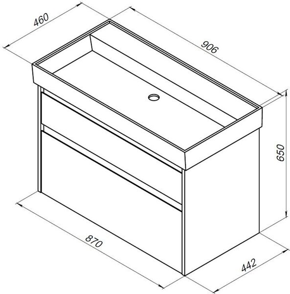 Тумба с раковиной Aquanet Nova Lite 90 дуб рошелье (2 ящика)