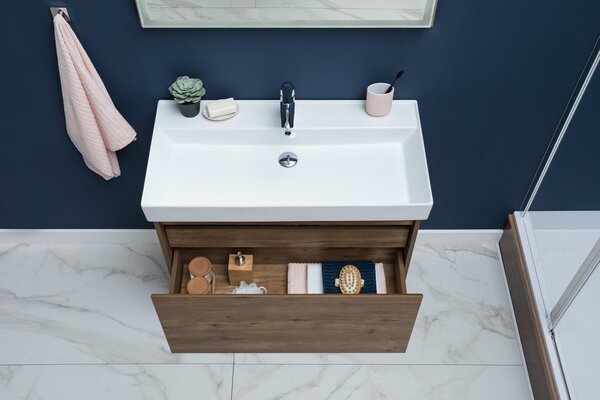Тумба с раковиной Aquanet Nova Lite 90 дуб рустикальный (1 ящик)