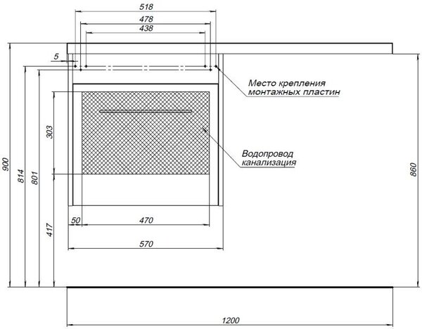 Тумба с раковиной Aquanet Августа 120 L белый