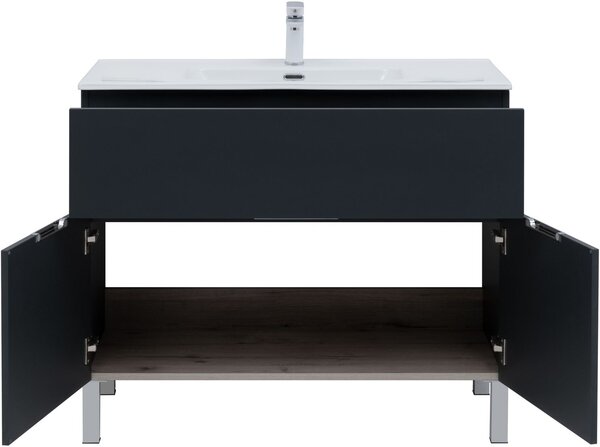 Тумба с раковиной Aquanet Алвита New 100 1 ящик, 2 дверцы, антрацит