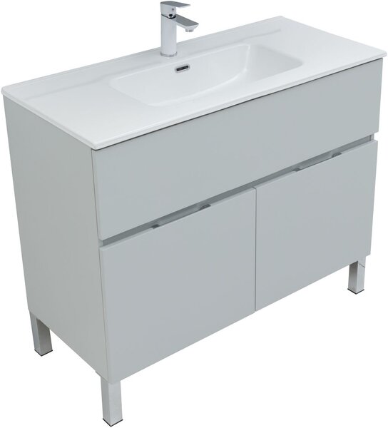 Тумба с раковиной Aquanet Алвита New 100 1 ящик, 2 дверцы, серый